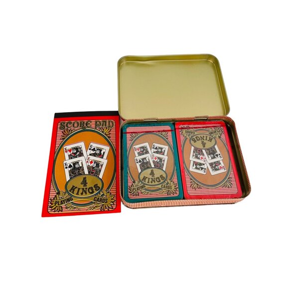 4 Kings Playing Card Set With Score Pad & Tin Case Never been used See photos - Picture 1 of 7